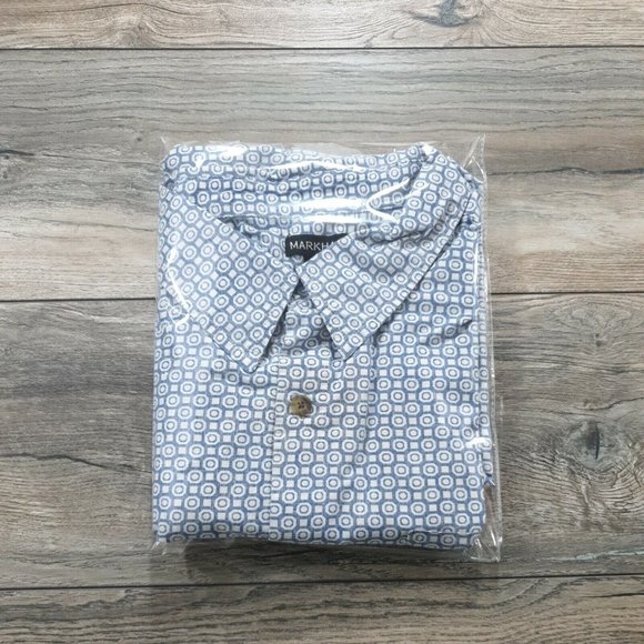 Markham 2XL Short Sleeve Mens Shirt Casual Soft Blue Office Vacation Beach Relax - Picture 8 of 8